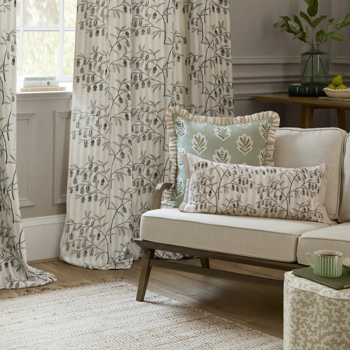 Chinese Lanterns Tape Top Pencil Pleat Curtains by Sanderson