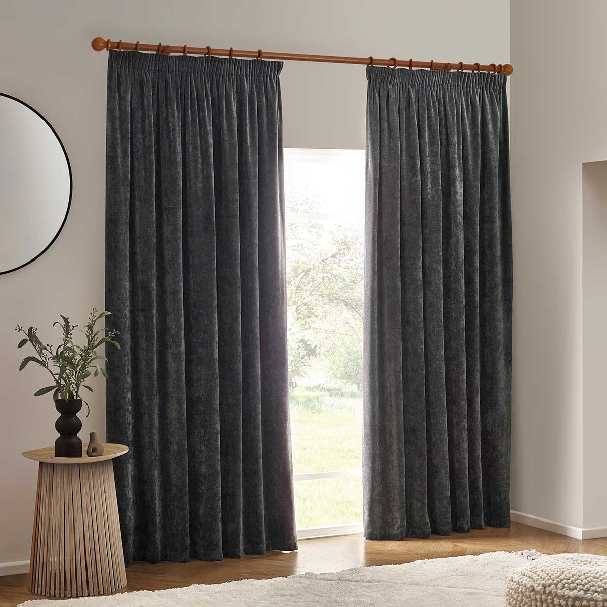 Heavy Chenille Lined Tape Top Pencil Pleat Curtains by Yard
