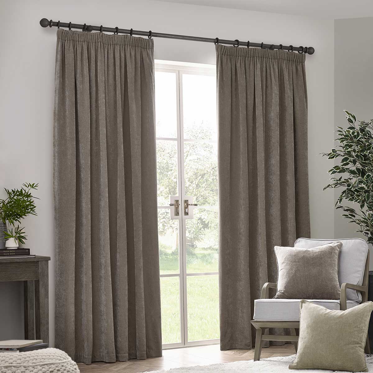Heavy Chenille Lined Tape Top Pencil Pleat Curtains by Yard