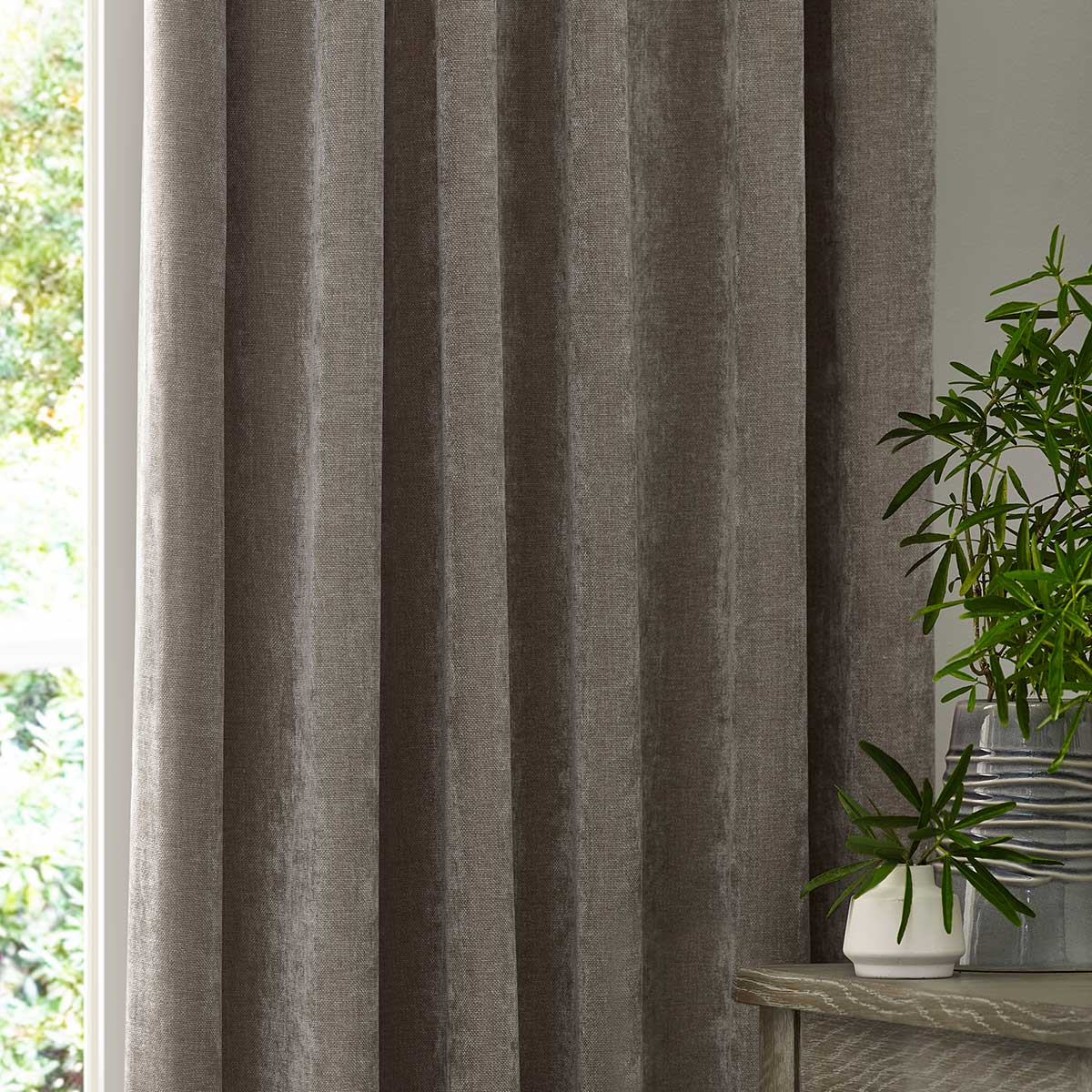 Heavy Chenille Lined Tape Top Pencil Pleat Curtains by Yard