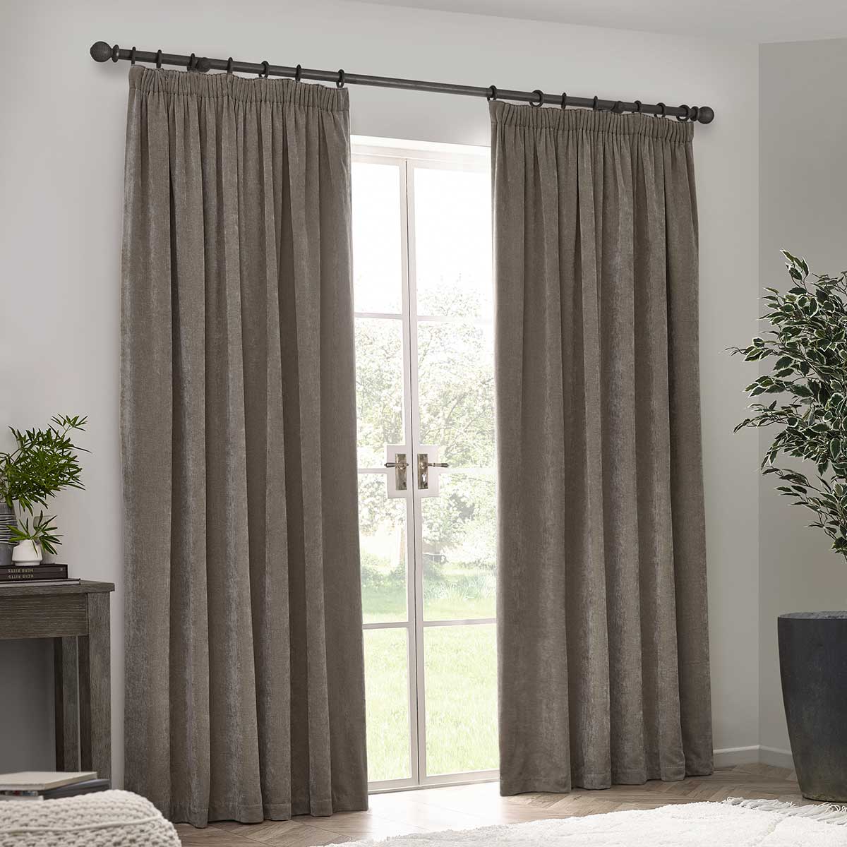 Heavy Chenille Lined Tape Top Pencil Pleat Curtains by Yard