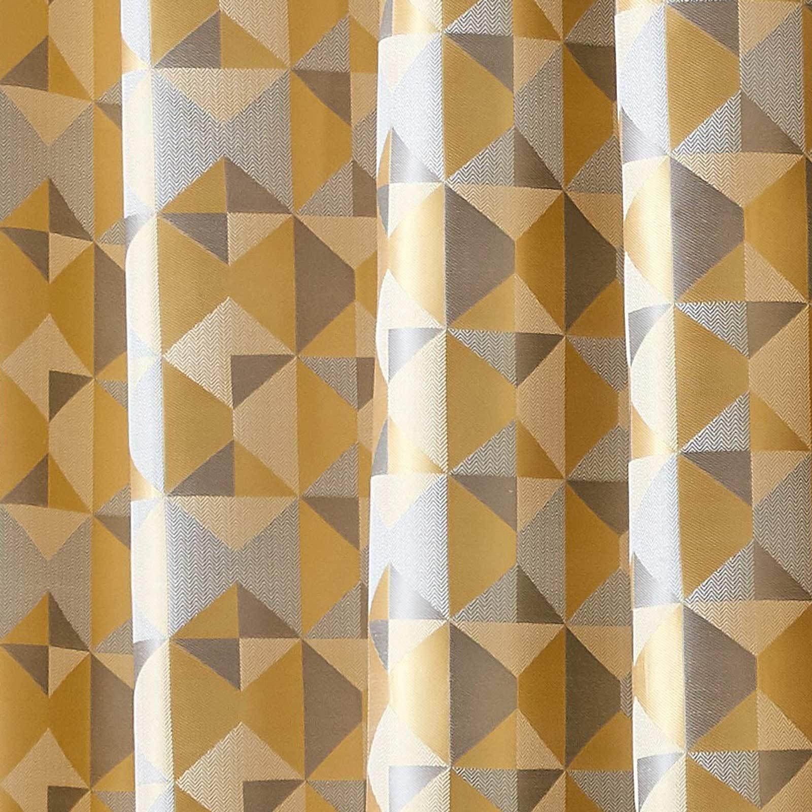 Skandi Geometric Jacquard Lined Tape Top Curtains Ochre Tape Top Curtains Alan Symonds