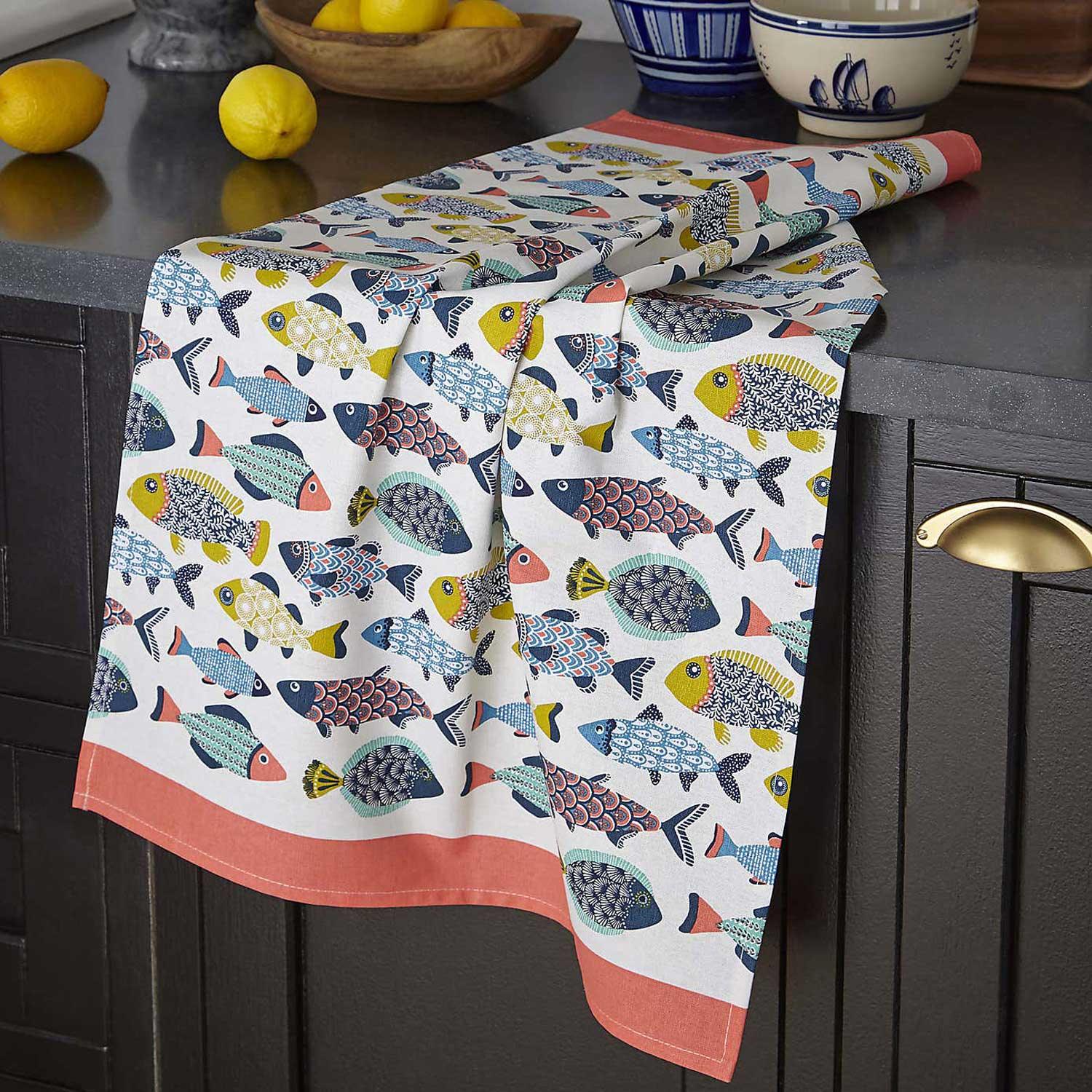 Aquarium Luxury Cotton Printed Tea Towel Tea Towels Ulster Weavers