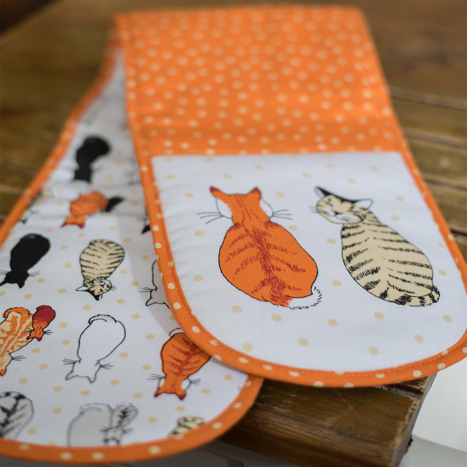 Cats in Waiting Luxury Cotton Double Oven Glove Oven Gloves Ulster Weavers