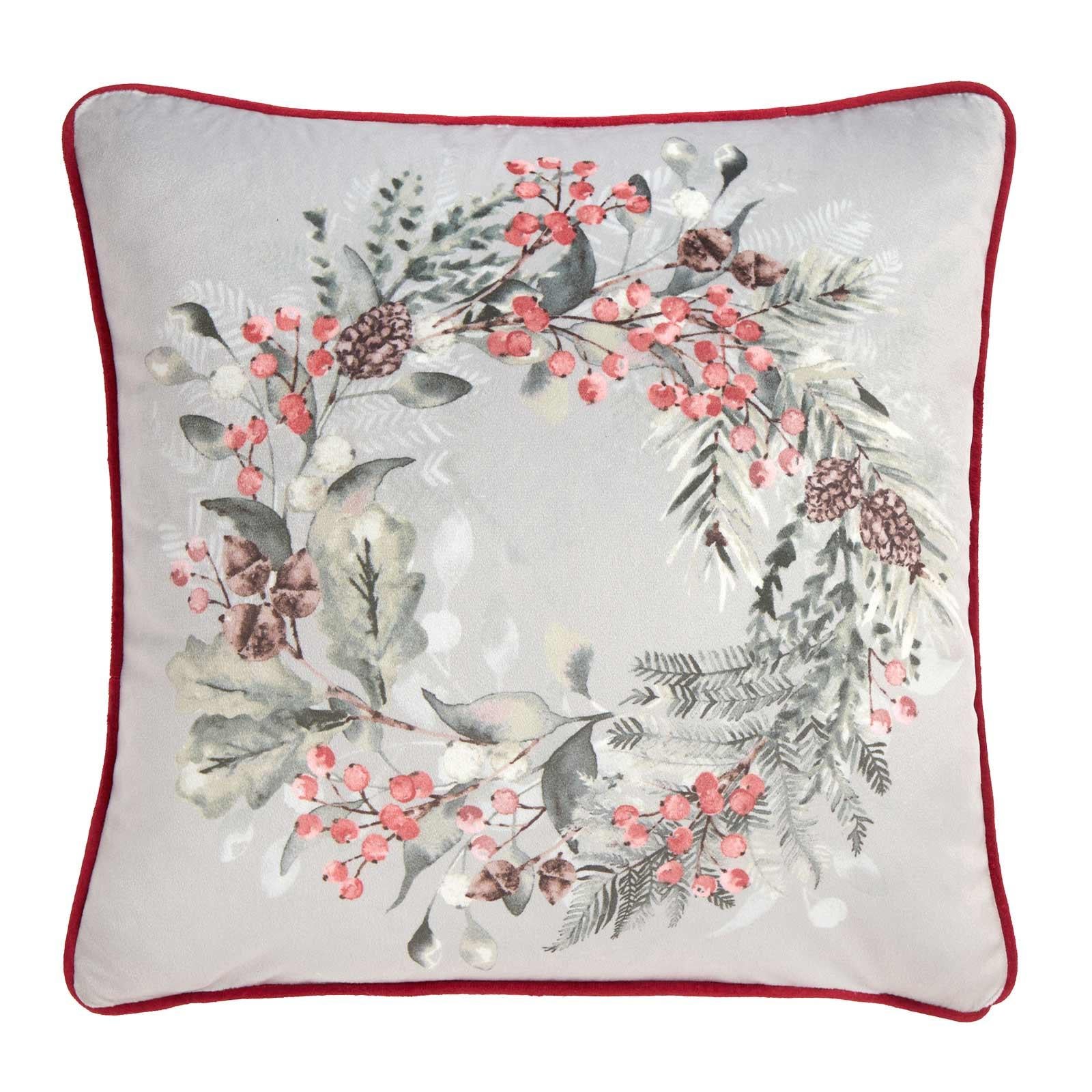 Winter Sprigs Velvet Cushion Cover by Dreams & Drapes Lodge