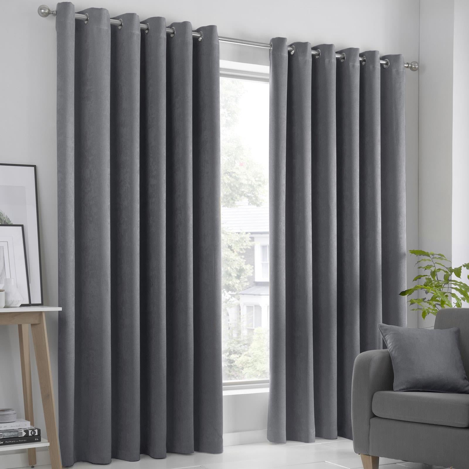 Strata Dim Out Woven Thermal Eyelet Curtains by Fusion