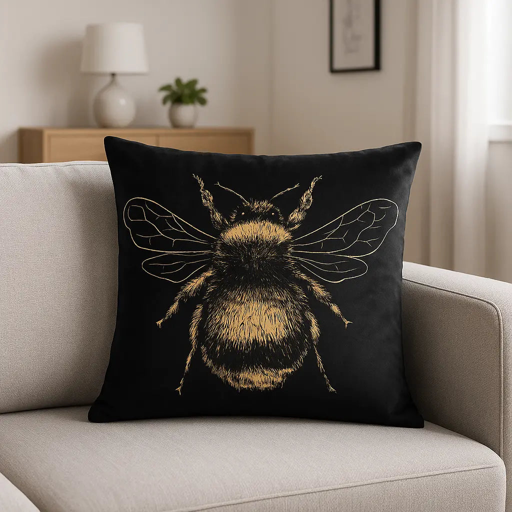 Gold Bee Cushion Cover / Filled Cushion by Evans Lichfield