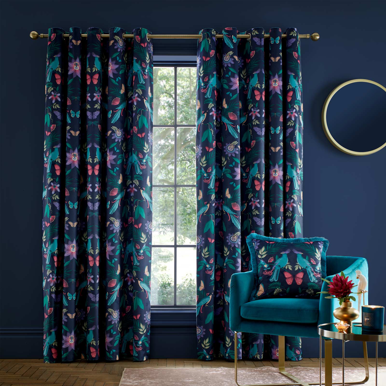 Mya Tropical Birds Eyelet Curtains by Catherine Lansfield