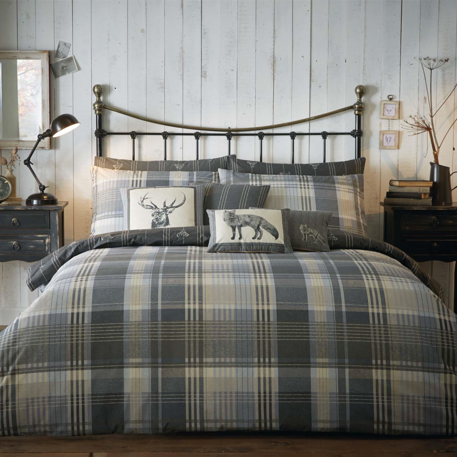 Connolly Check Flannelette Brushed Cotton Duvet Cover by Dreams & Drapes Lodge