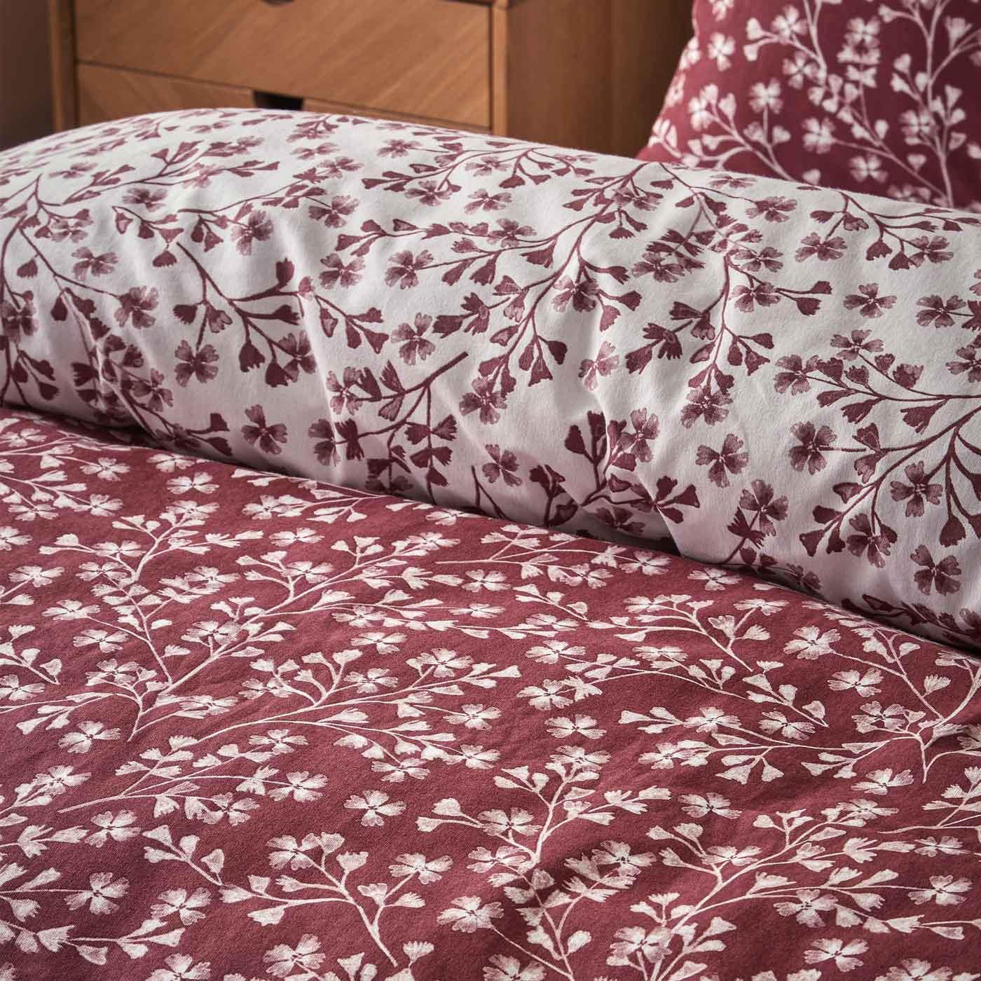 Brushed Cotton Flannelette Grace Floral Leaf Duvet Cover Set by Catherine Lansfield