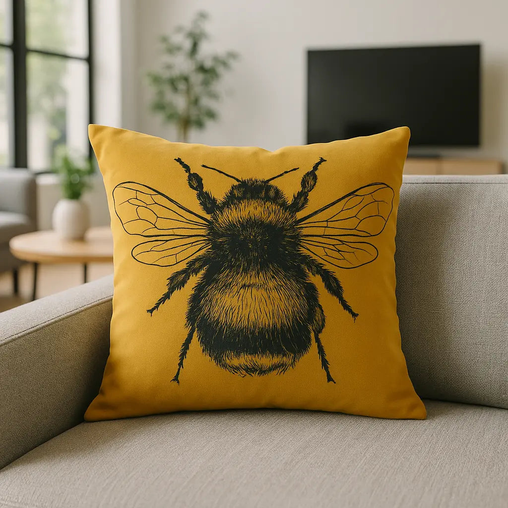 Gold Bee Cushion Cover / Filled Cushion by Evans Lichfield