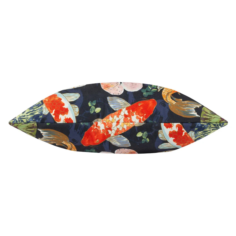 Koi Pond Midnight Outdoor Cushion Cover 17" x 17" by furn.