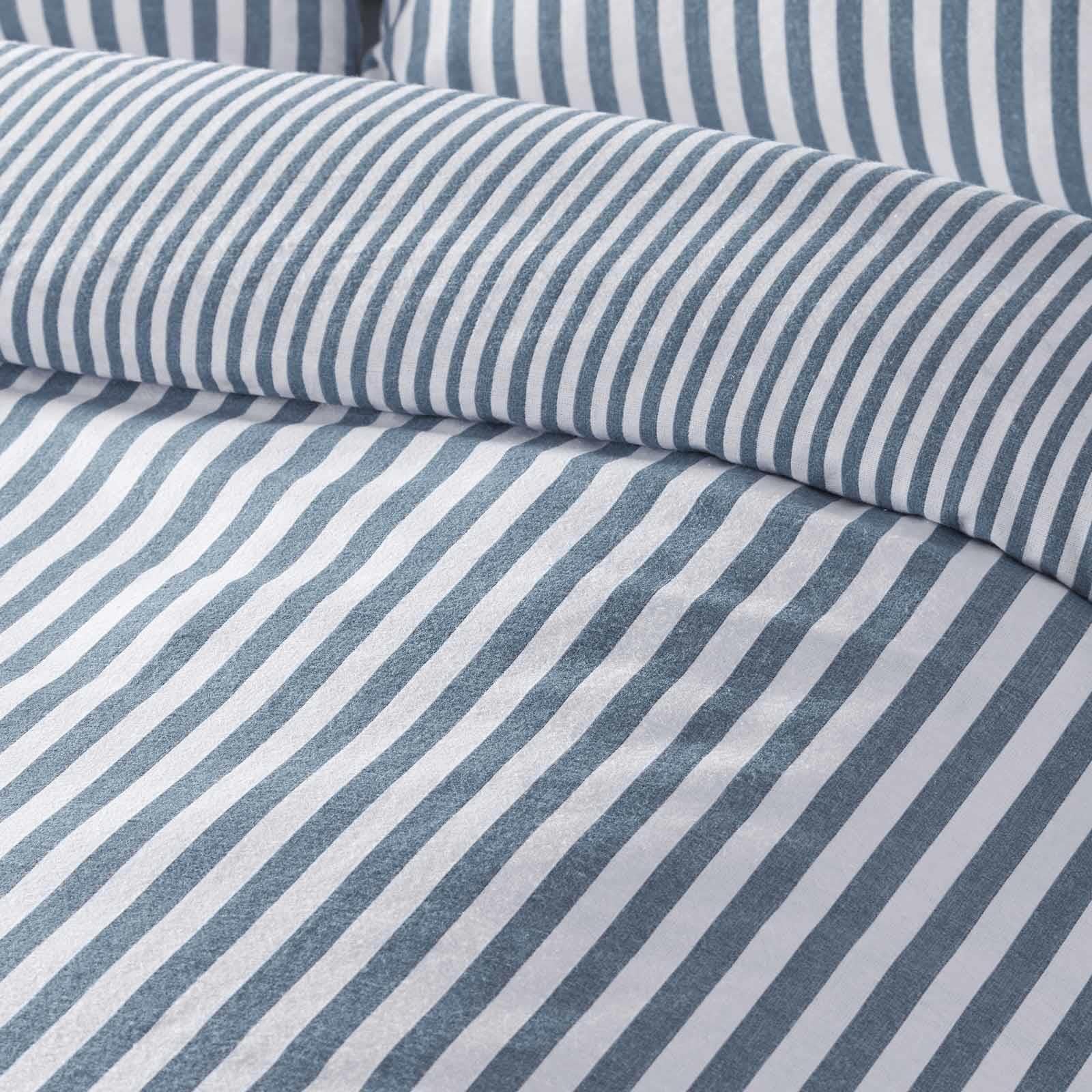 Brushed Cotton Flannelette Stripe Duvet Cover Set by Catherine Lansfield