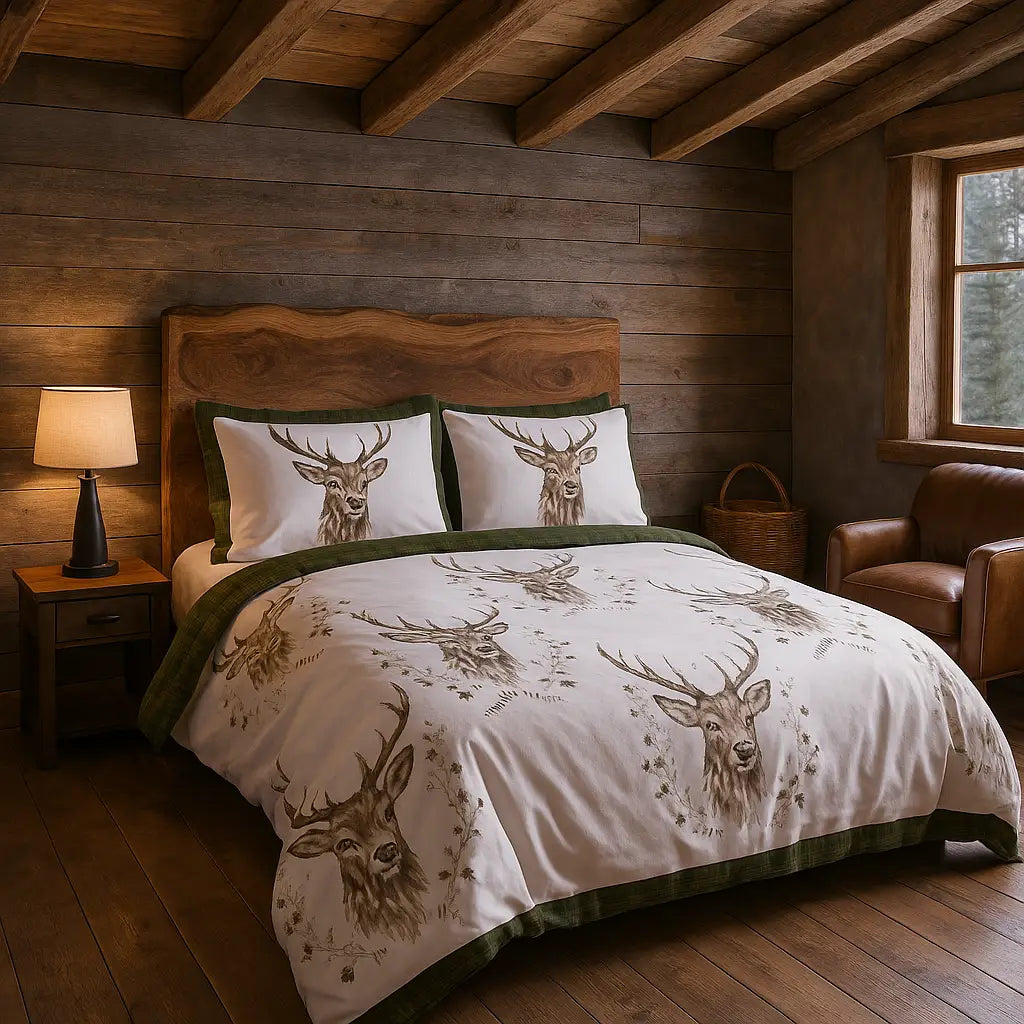 Angus Stag Flannelette Duvet Cover Set by Rapport Home