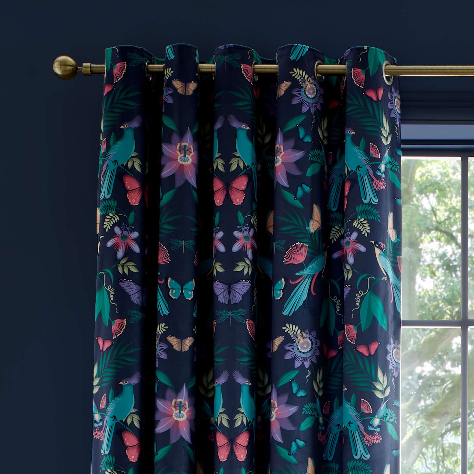 Mya Tropical Birds Eyelet Curtains by Catherine Lansfield