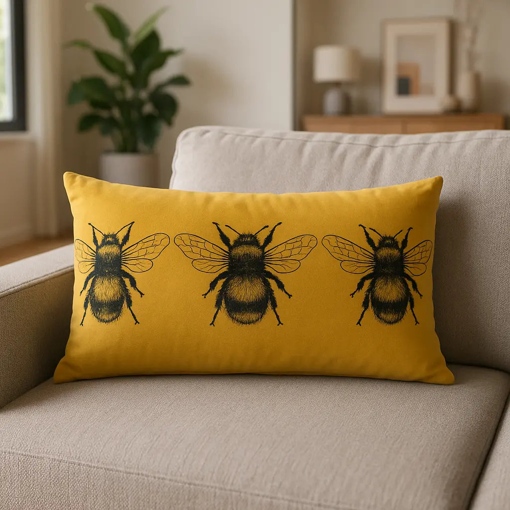 Gold Bee Cushion Cover / Filled Cushion by Evans Lichfield