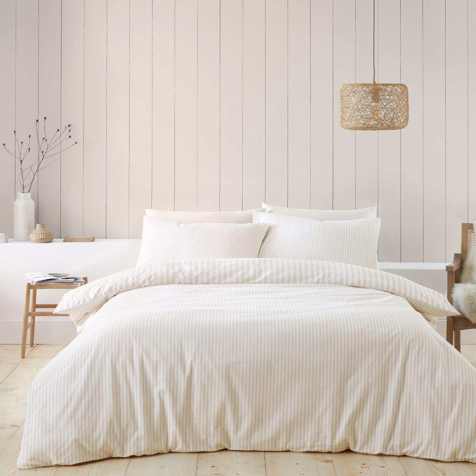Brushed Cotton Flannelette Stripe Duvet Cover Set by Catherine Lansfield