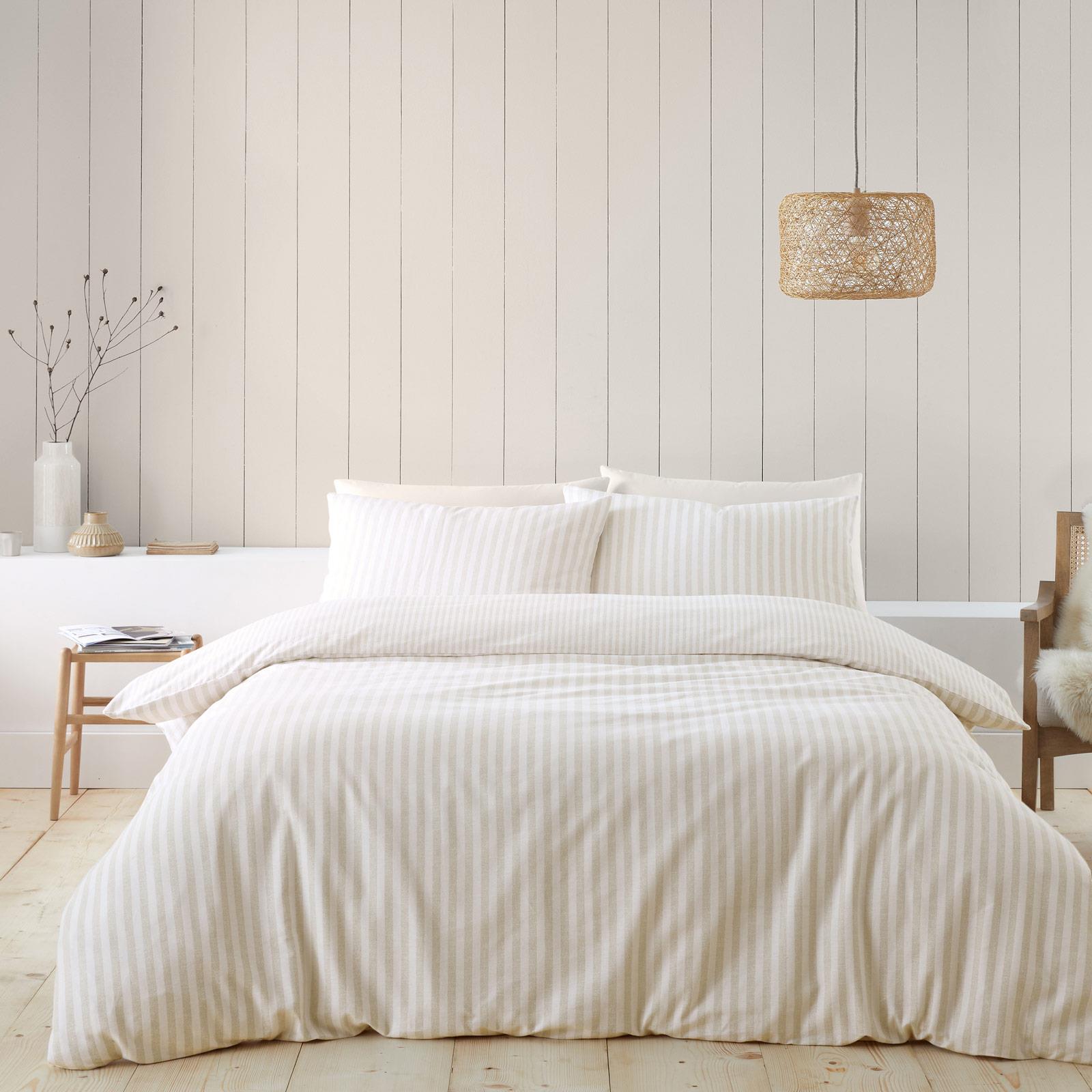 Brushed Cotton Flannelette Stripe Duvet Cover Set by Catherine Lansfield