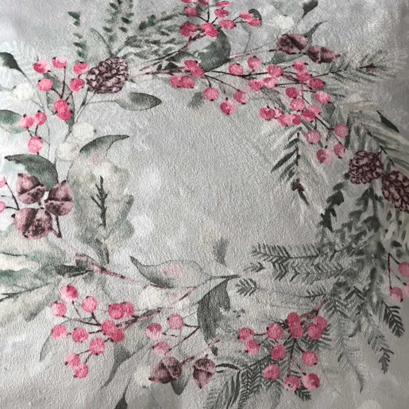 Winter Sprigs Velvet Cushion Cover by Dreams & Drapes Lodge