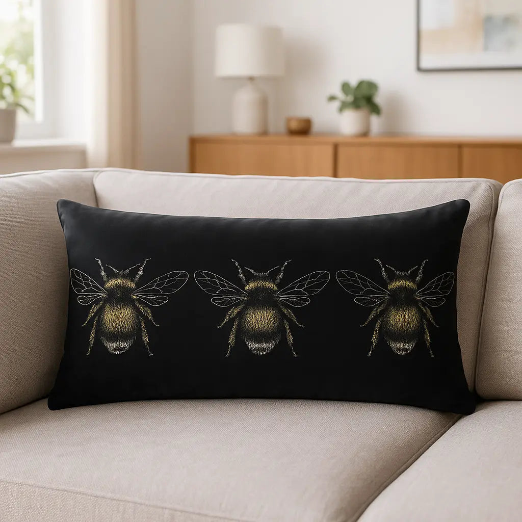 Gold Bee Cushion Cover / Filled Cushion by Evans Lichfield
