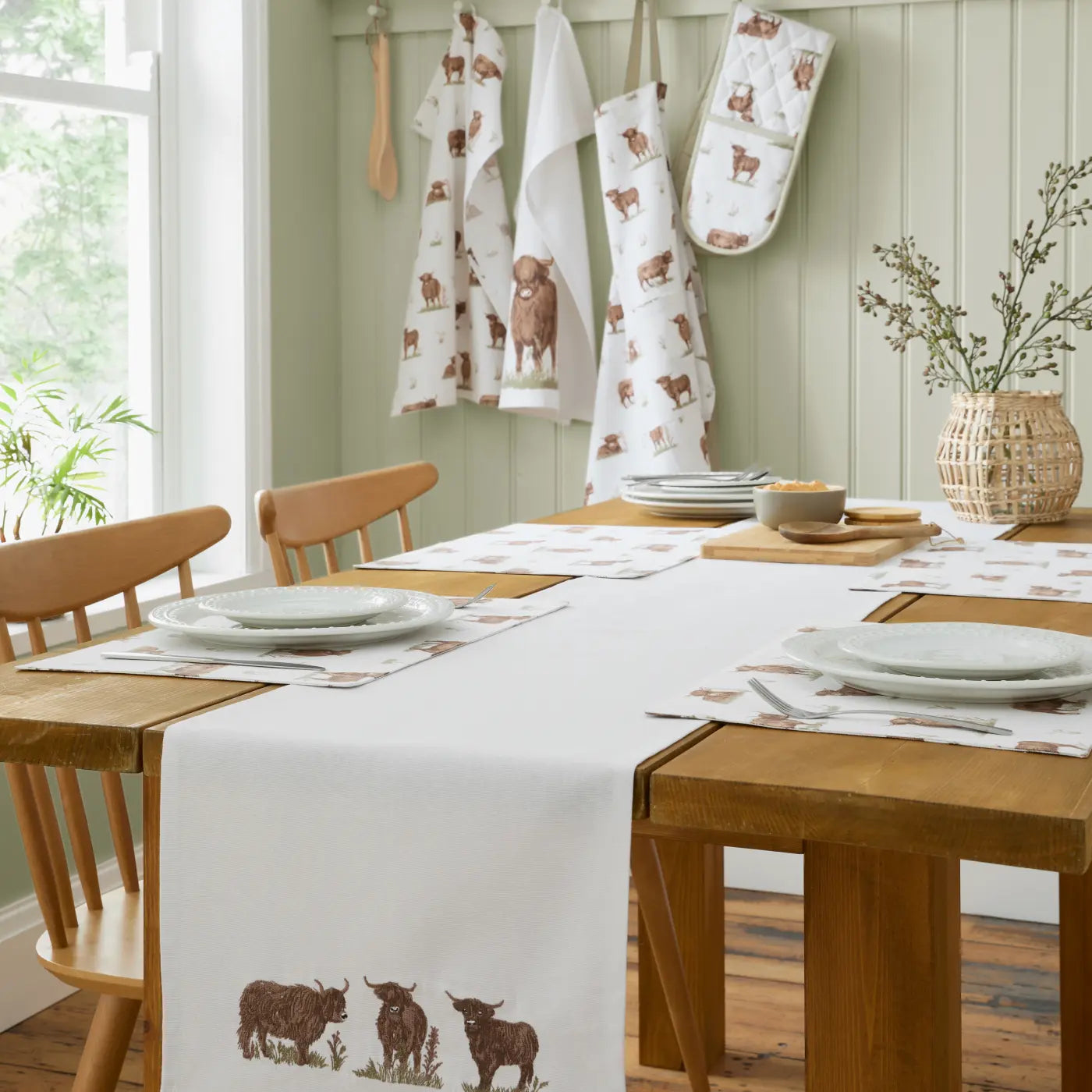 Angus Highland Cow Kitchen Textiles Collection by Catherine Lansfield