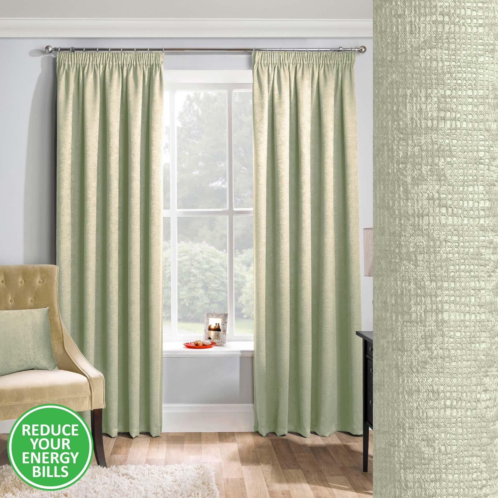 Matrix Thermal Dim Out Tape Top Pencil Pleat Curtains by Enhanced Living