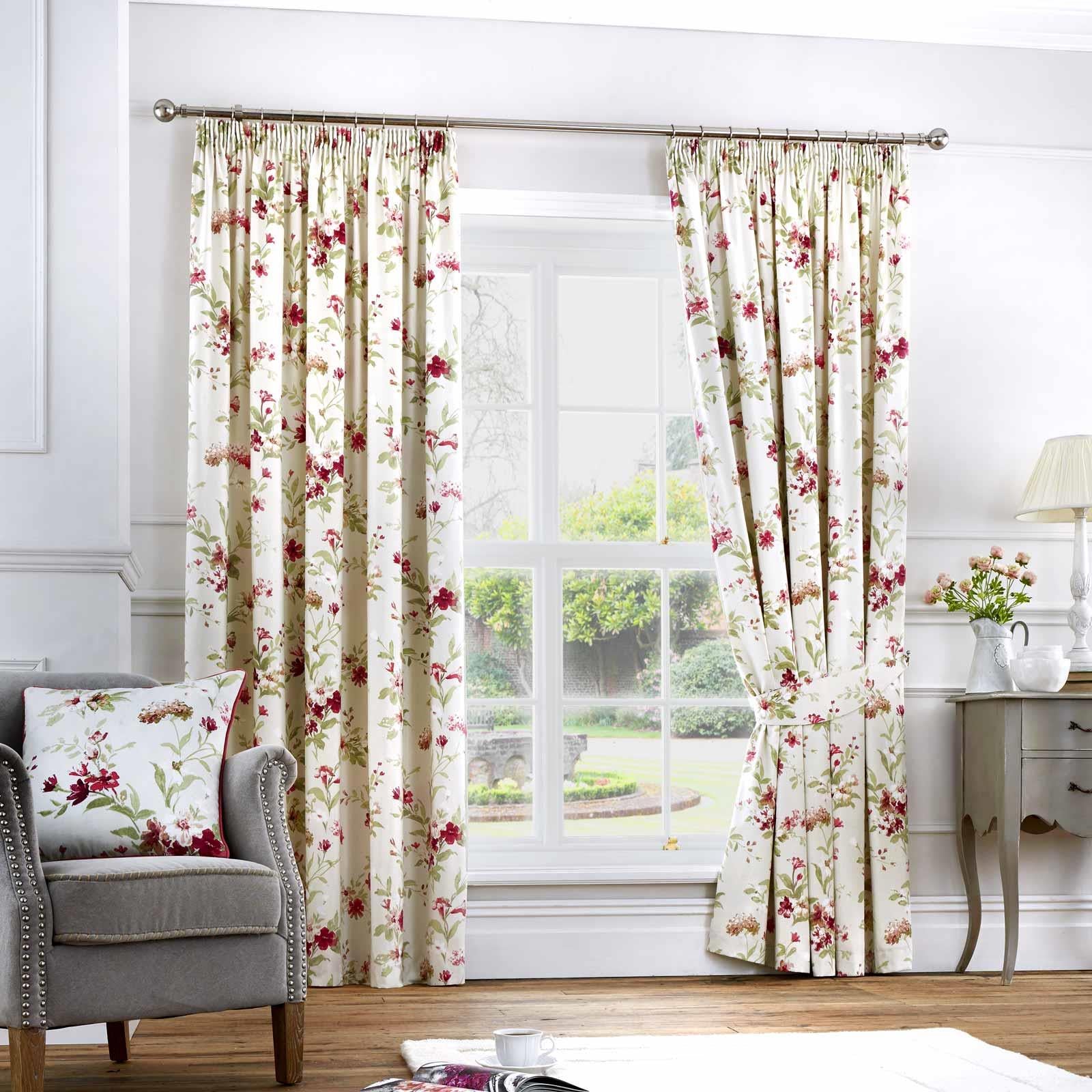 Jeannie Floral Tape Top Curtains by Dreams & Drapes Design