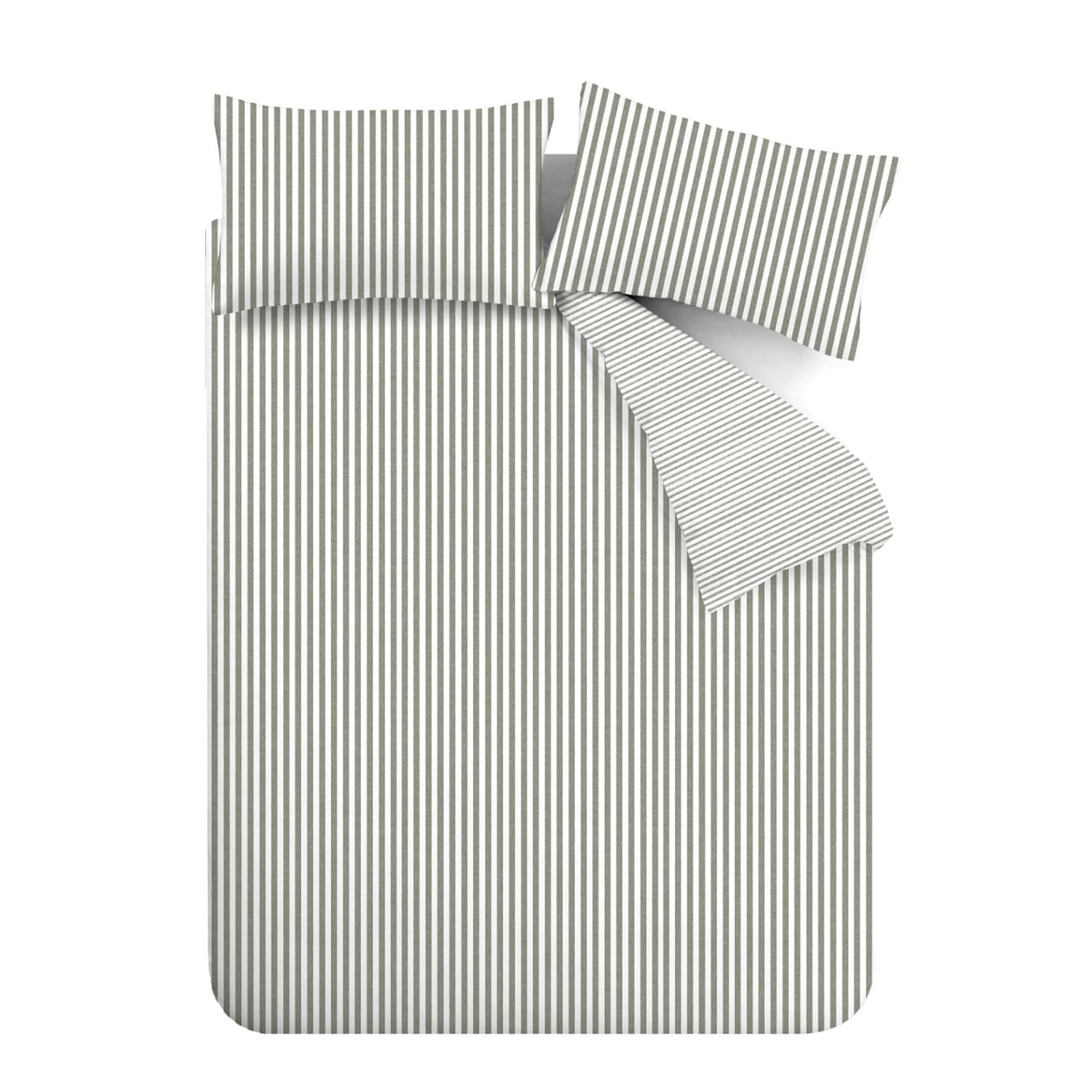 Brushed Cotton Flannelette Stripe Duvet Cover Set by Catherine Lansfield
