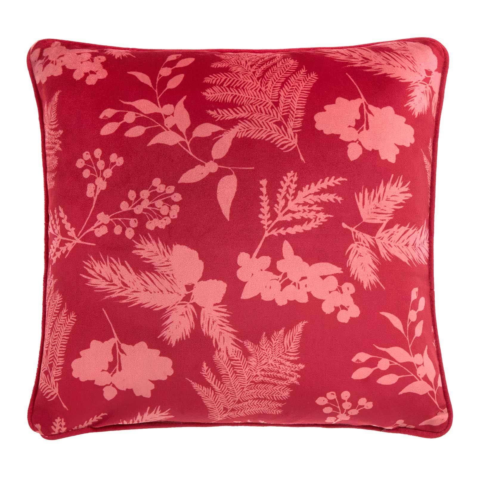 Winter Sprigs Velvet Cushion Cover by Dreams & Drapes Lodge