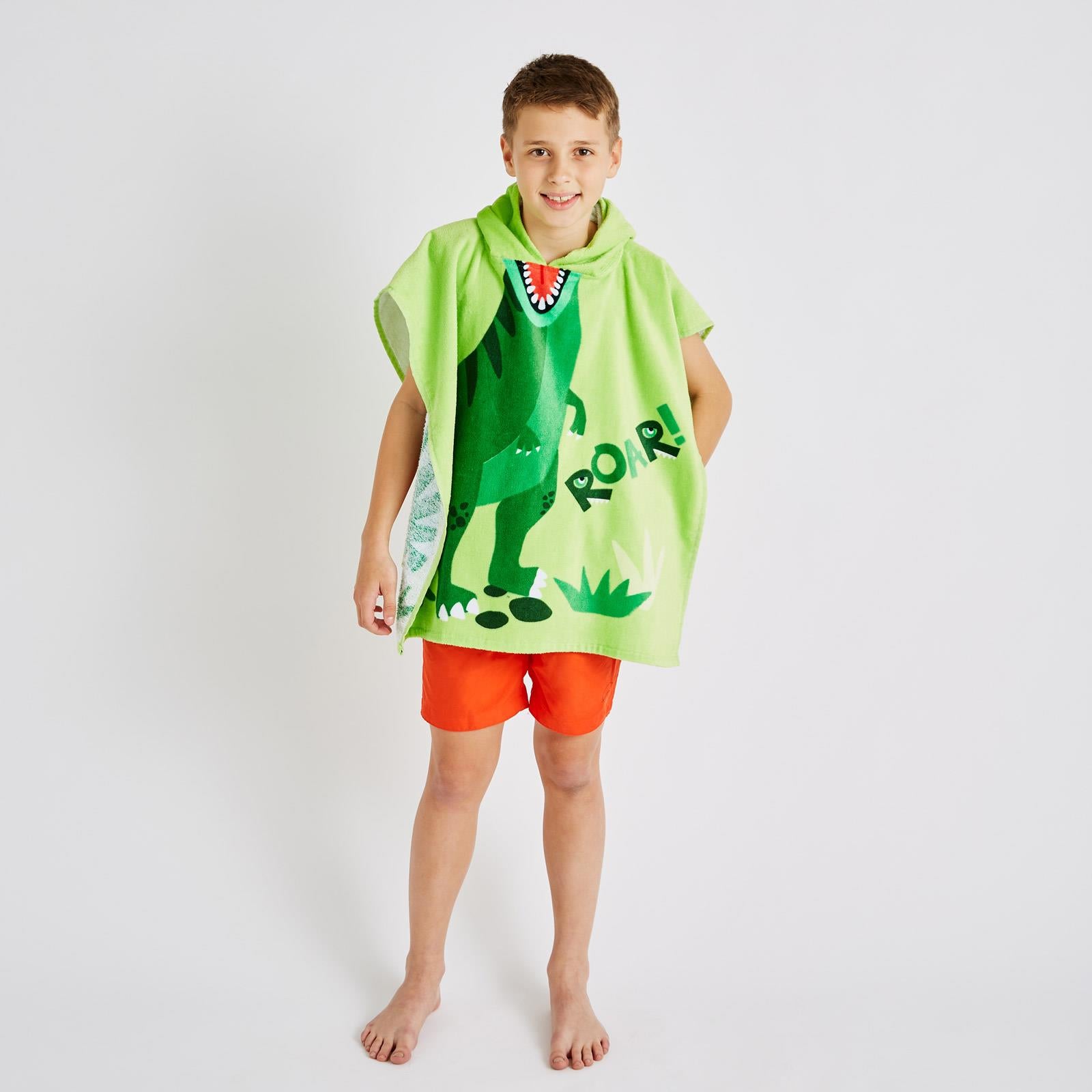 Dinosaur Kids Hooded Towel Poncho by Catherine Lansfield