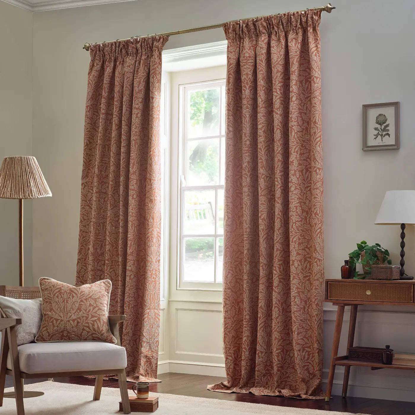 Acorn Tonal Tape Top Pencil Pleat Curtains by Morris & Co