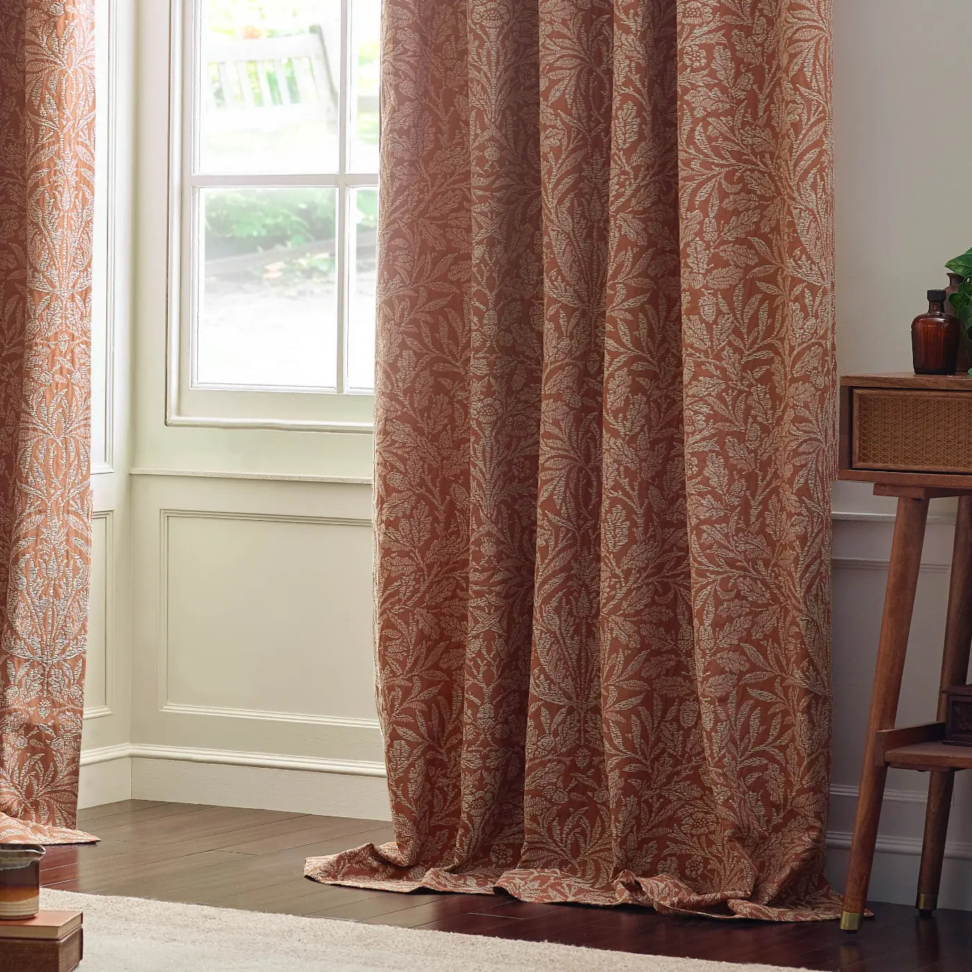 Acorn Tonal Tape Top Pencil Pleat Curtains by Morris & Co