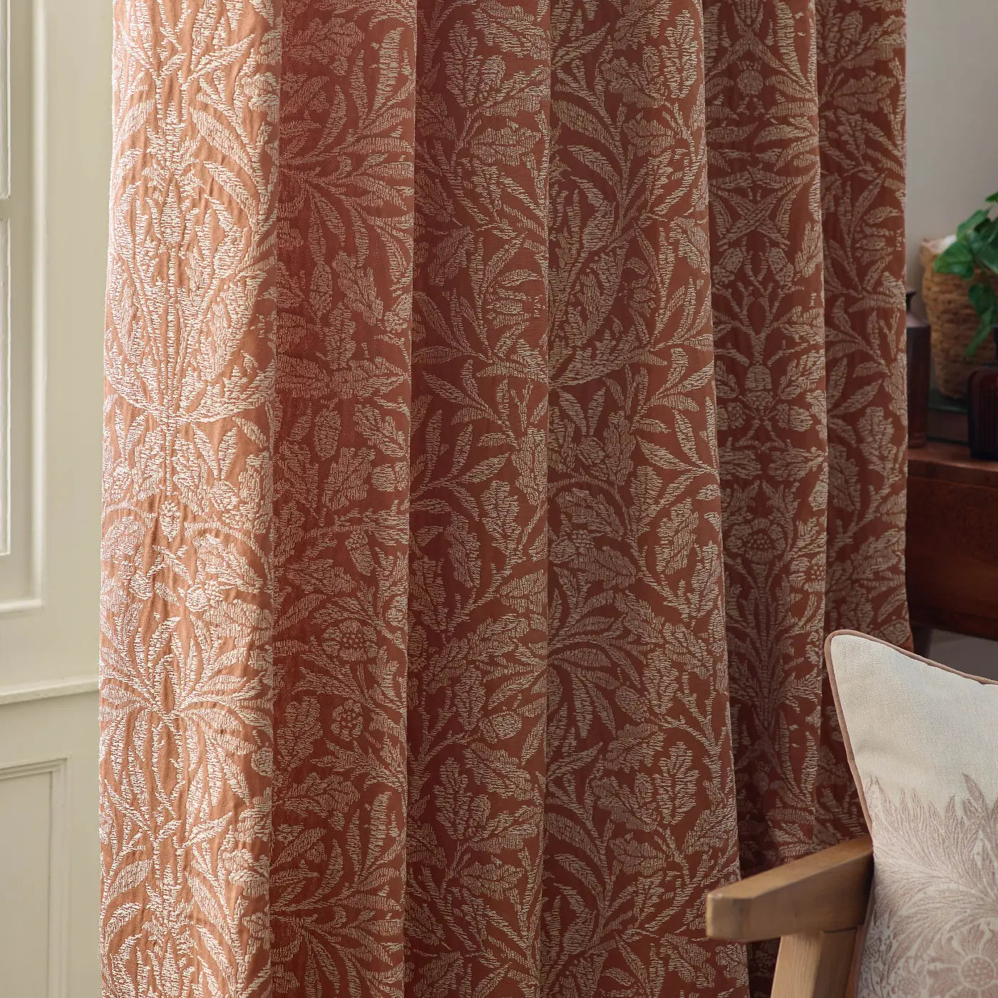 Acorn Tonal Tape Top Pencil Pleat Curtains by Morris & Co