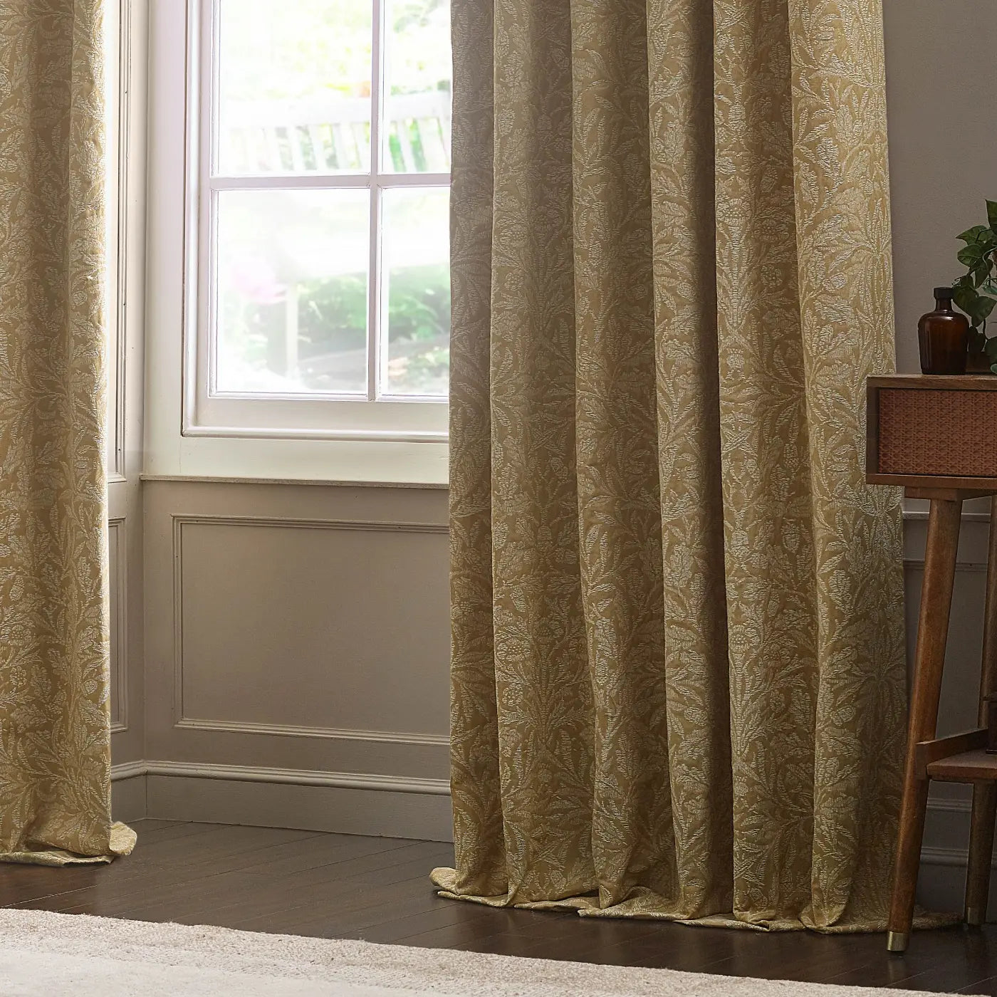 Acorn Tonal Tape Top Pencil Pleat Curtains by Morris & Co
