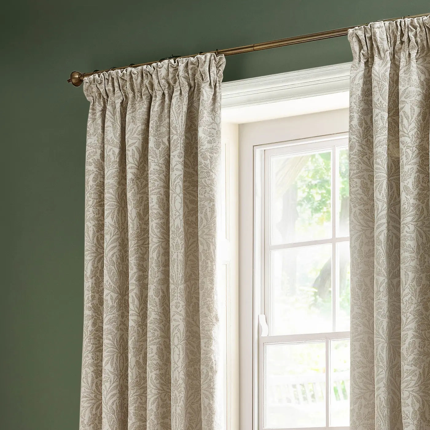 Acorn Tonal Tape Top Pencil Pleat Curtains by Morris & Co