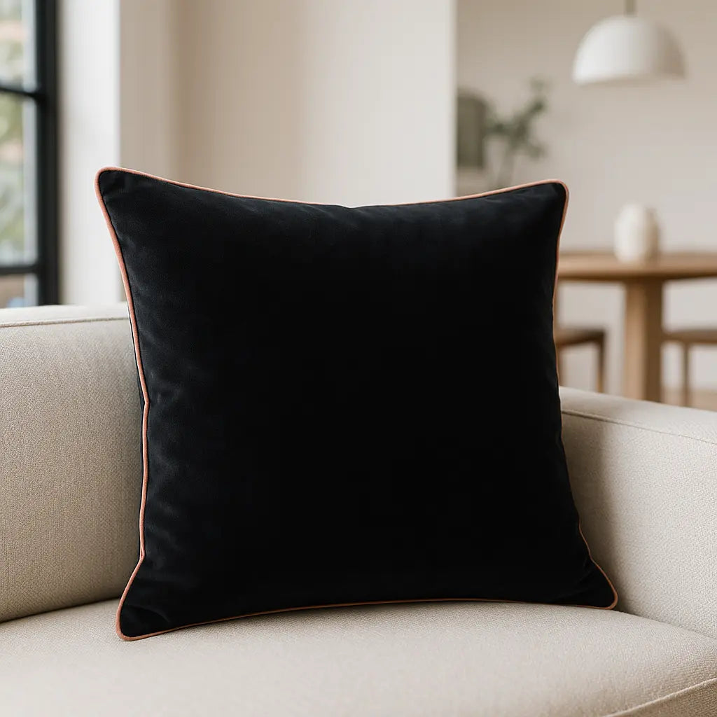 Meridian Velvet Piped Cushion Cover 22" x 22" (55cm x 55cm) by Paoletti