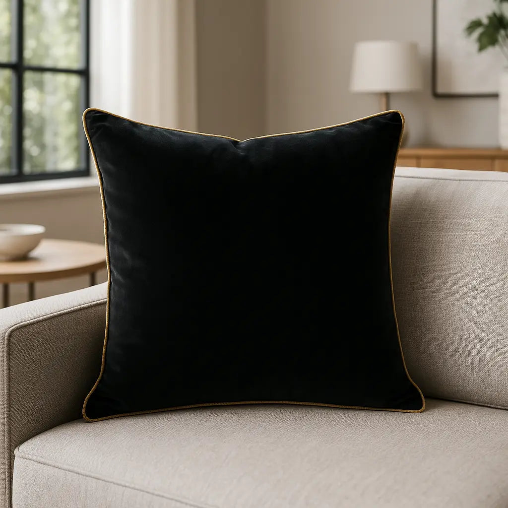 Meridian Velvet Piped Cushion Cover 22" x 22" (55cm x 55cm) by Paoletti