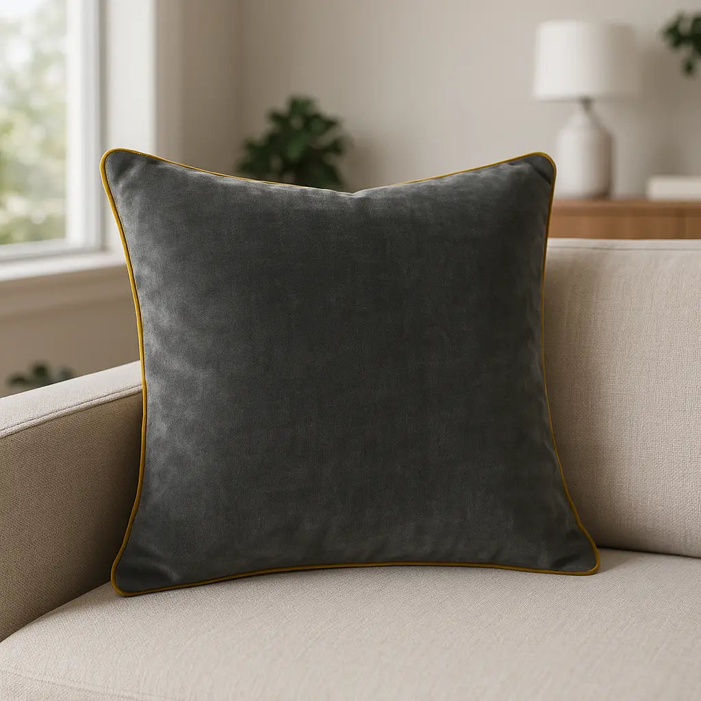 Meridian Velvet Piped Cushion Cover 22" x 22" (55cm x 55cm) by Paoletti