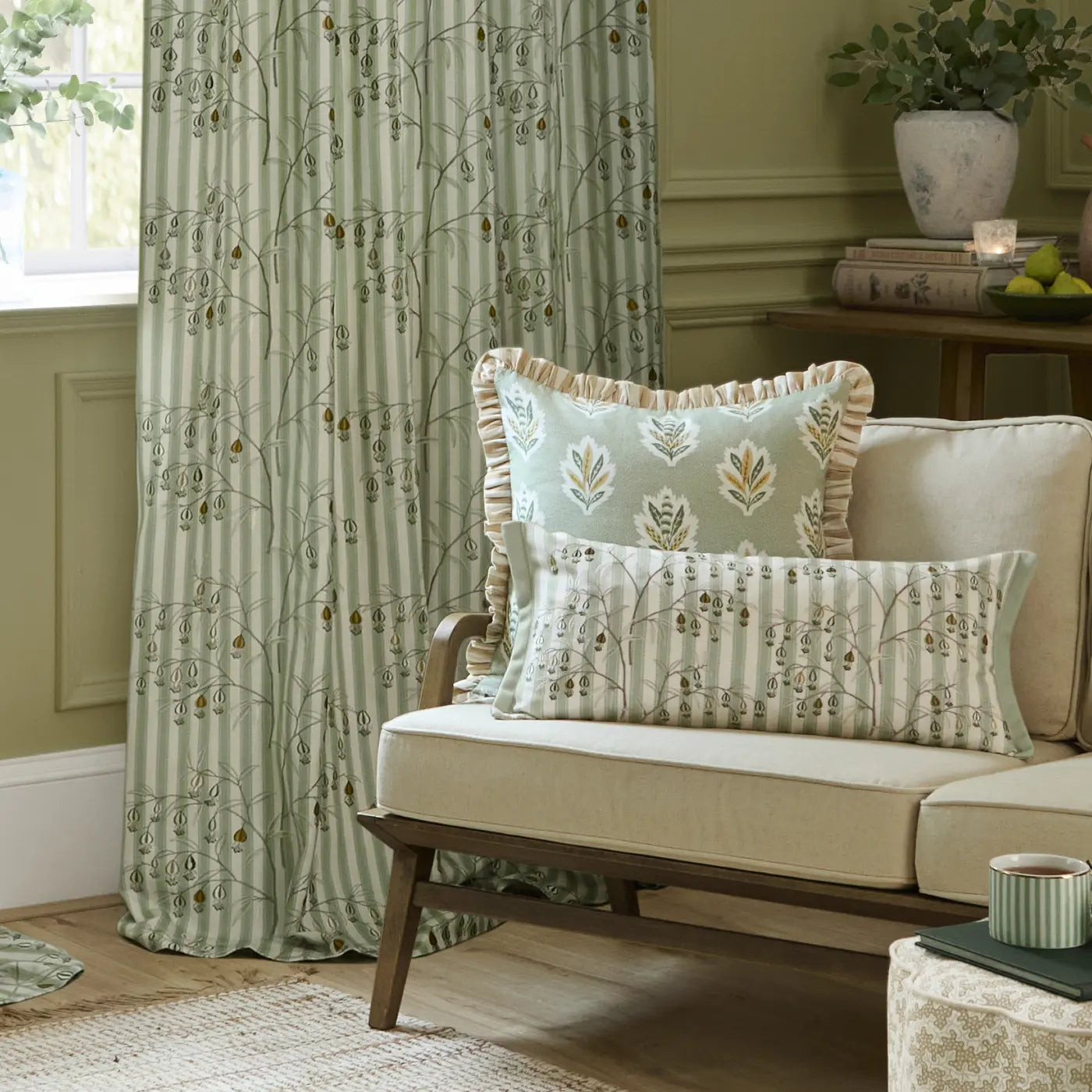 Chinese Lanterns Tape Top Pencil Pleat Curtains by Sanderson