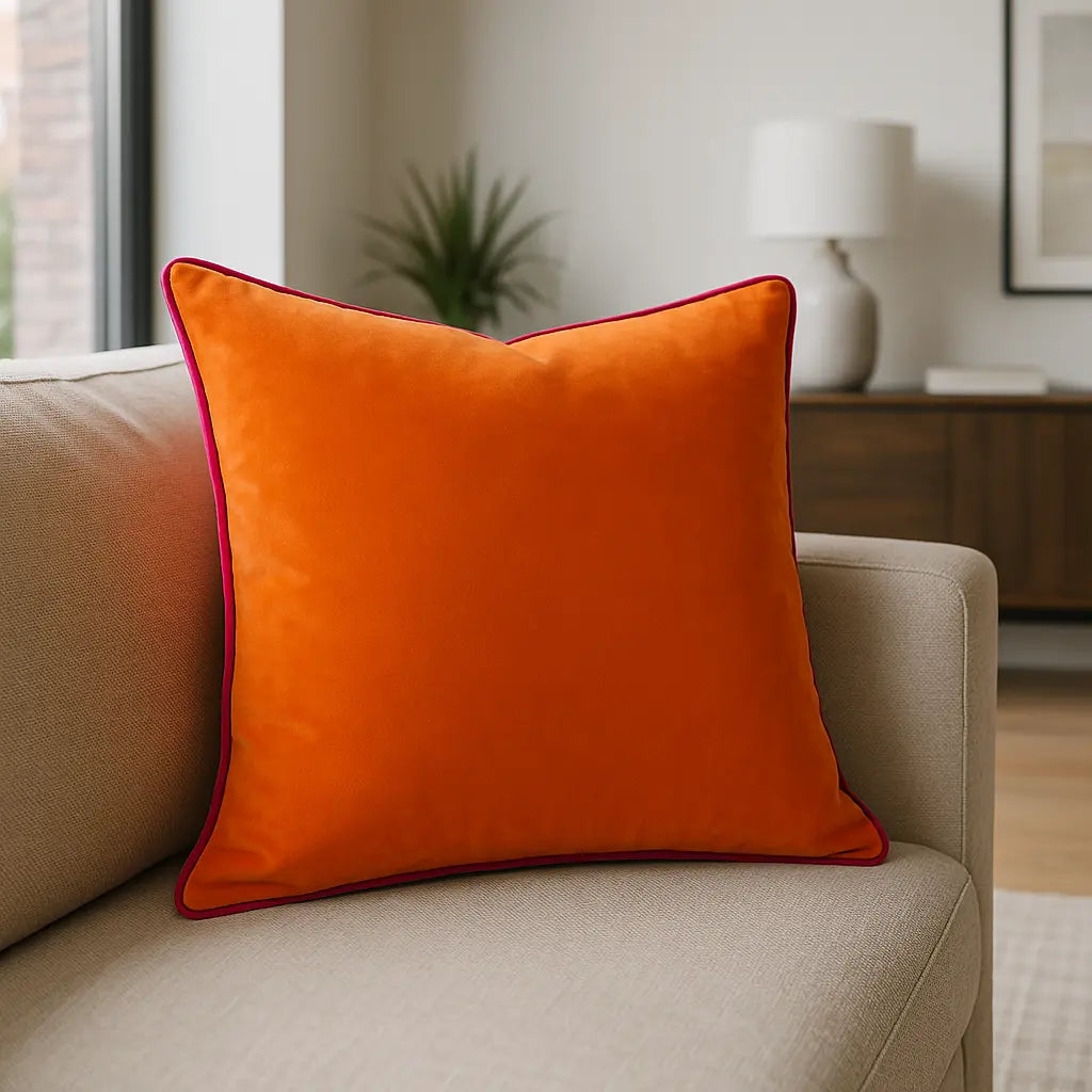 Meridian Velvet Piped Cushion Cover 22" x 22" (55cm x 55cm) by Paoletti