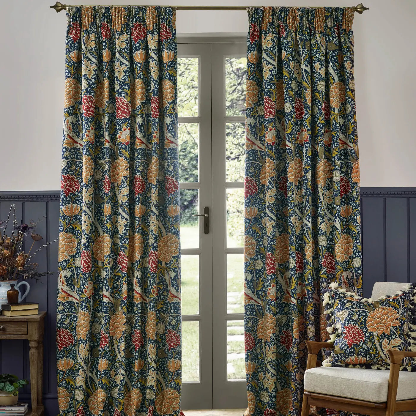 Cray Tape Top Pencil Pleat Curtains by Morris & Co