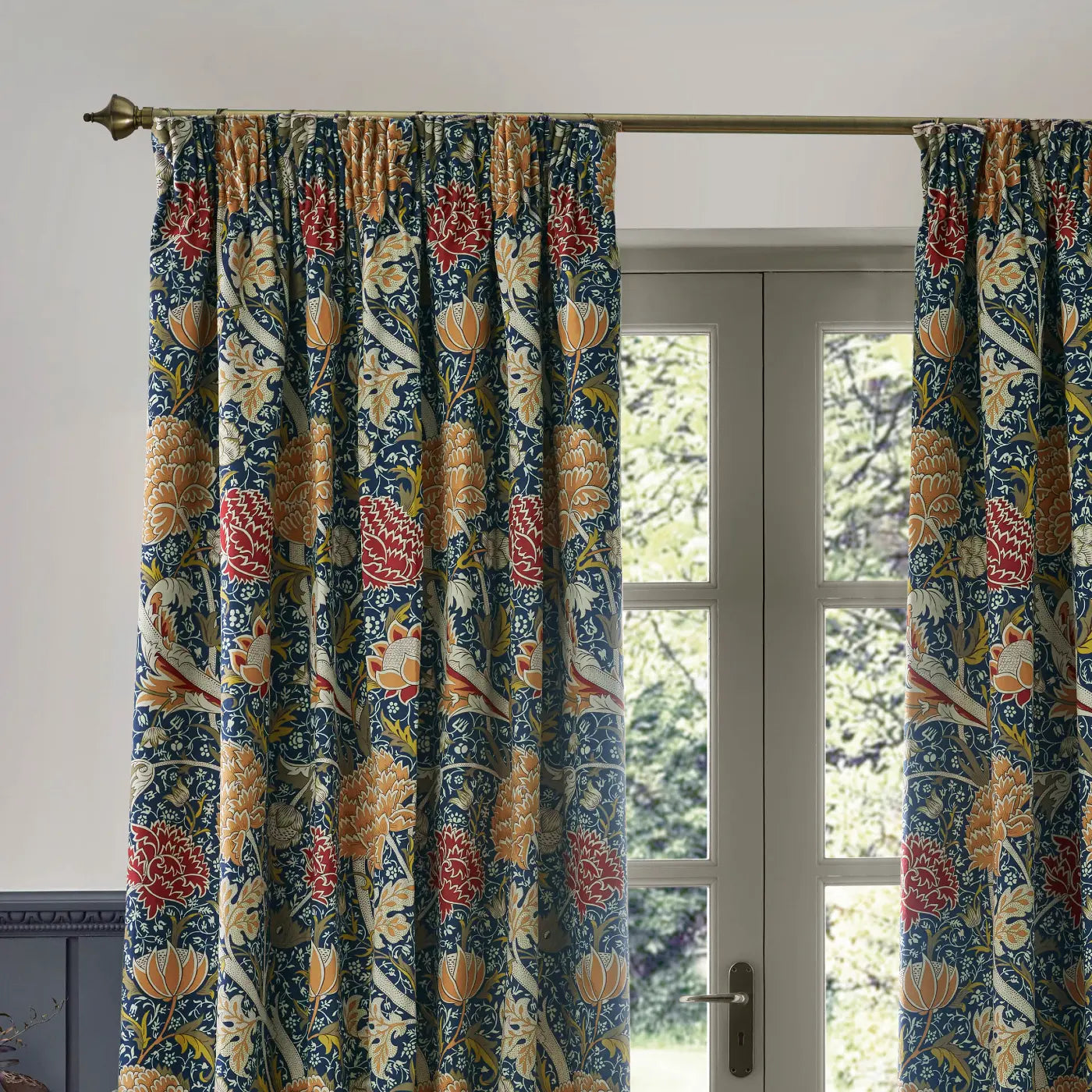 Cray Tape Top Pencil Pleat Curtains by Morris & Co