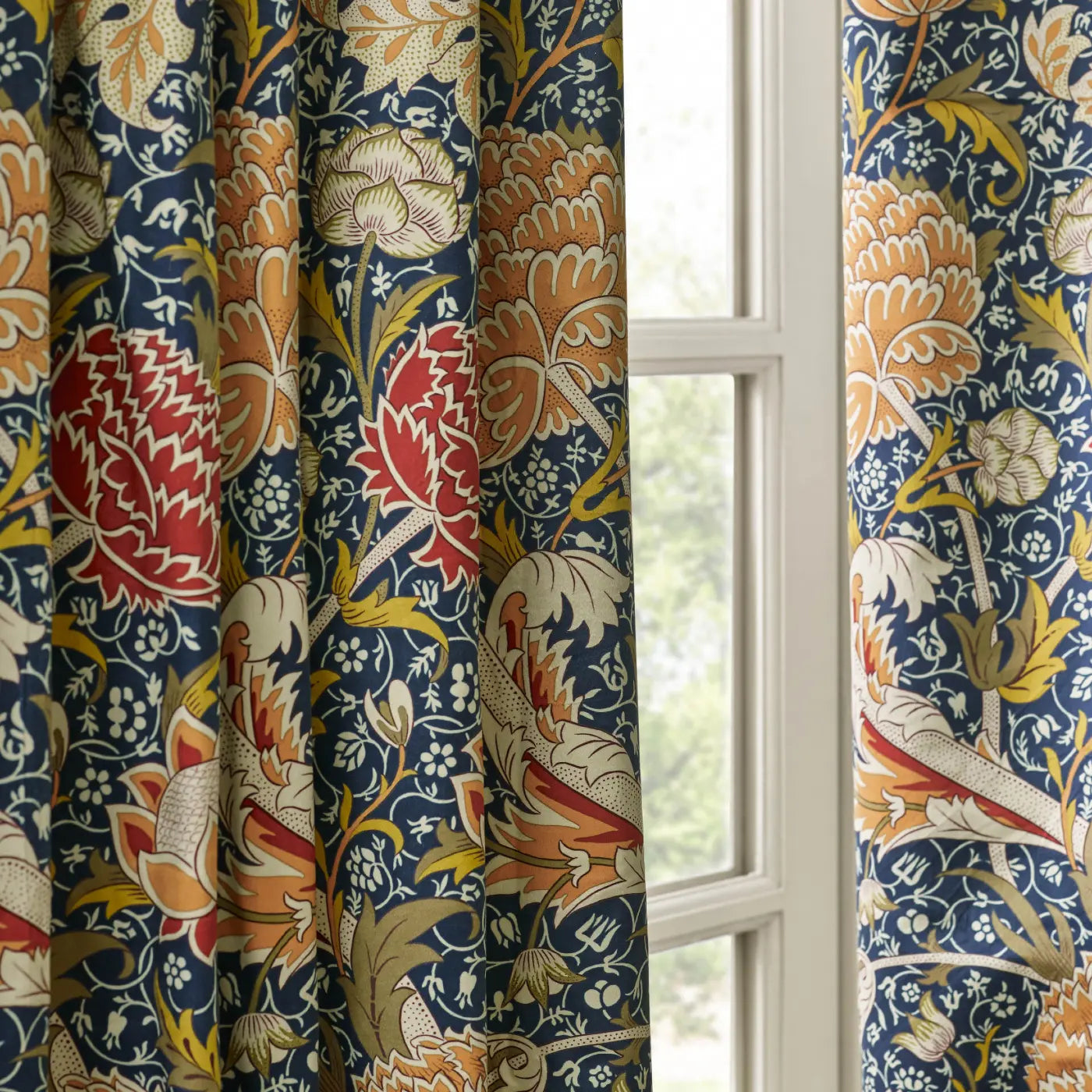 Cray Tape Top Pencil Pleat Curtains by Morris & Co