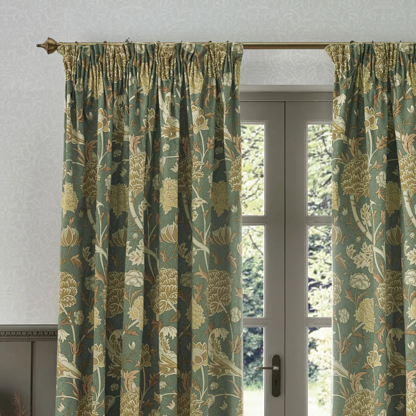 Cray Tape Top Pencil Pleat Curtains by Morris & Co
