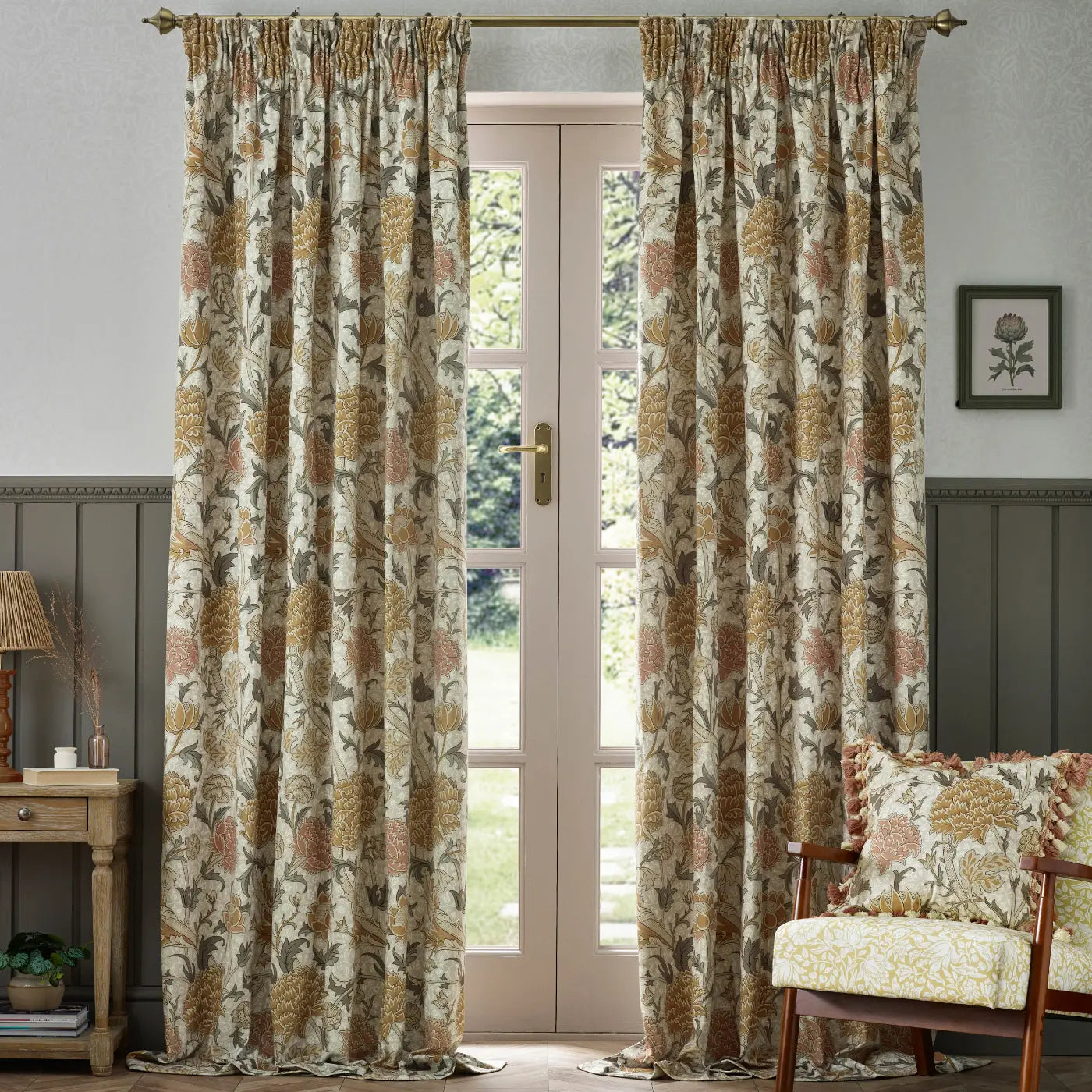 Cray Tape Top Pencil Pleat Curtains by Morris & Co