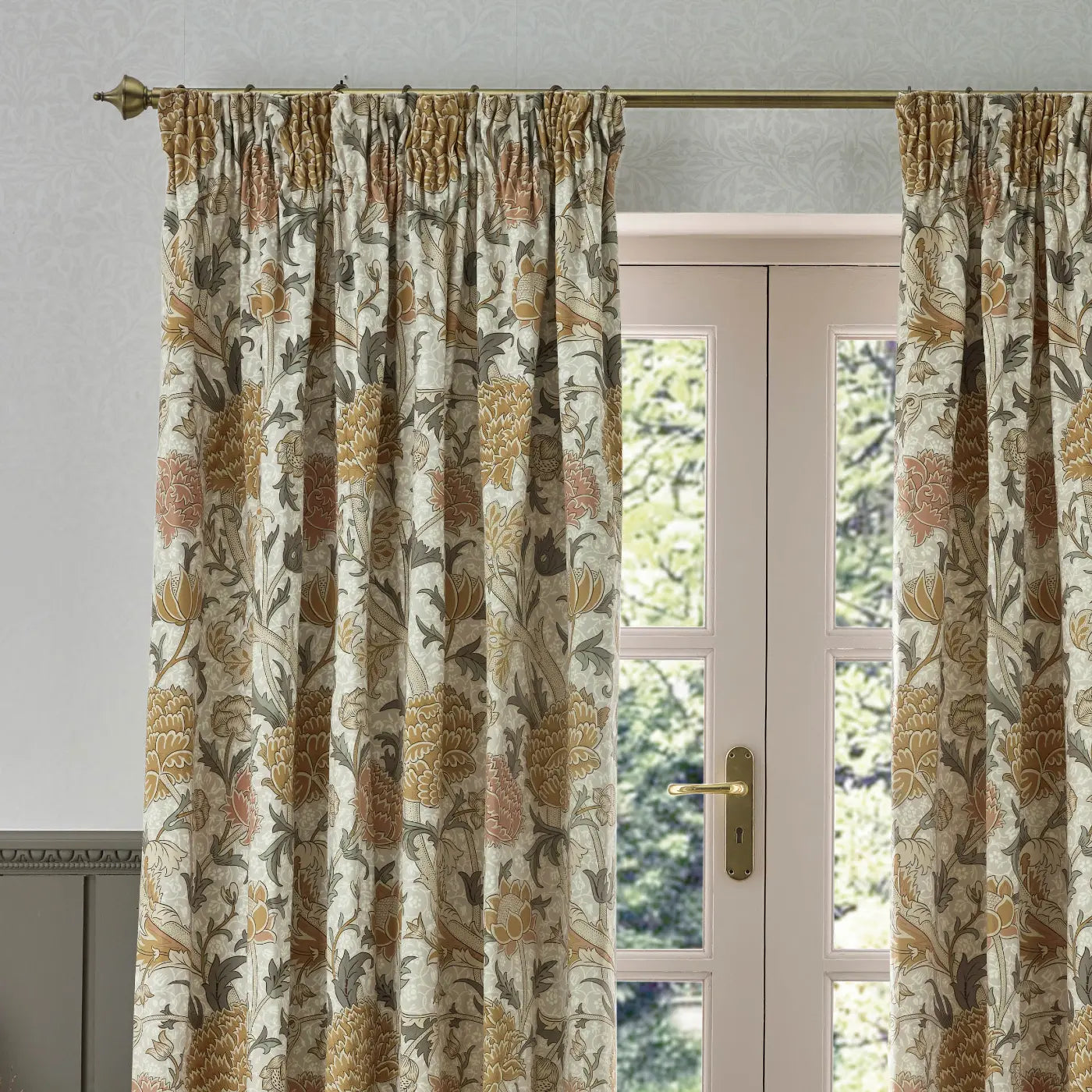 Cray Tape Top Pencil Pleat Curtains by Morris & Co