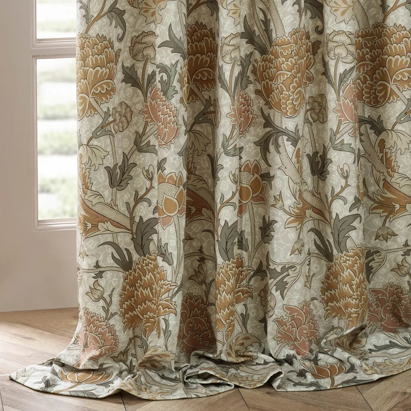 Cray Tape Top Pencil Pleat Curtains by Morris & Co