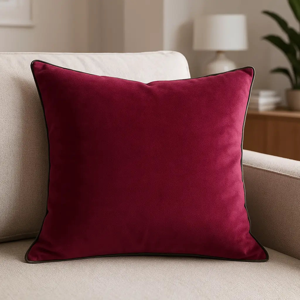Meridian Velvet Piped Cushion Cover 22" x 22" (55cm x 55cm) by Paoletti