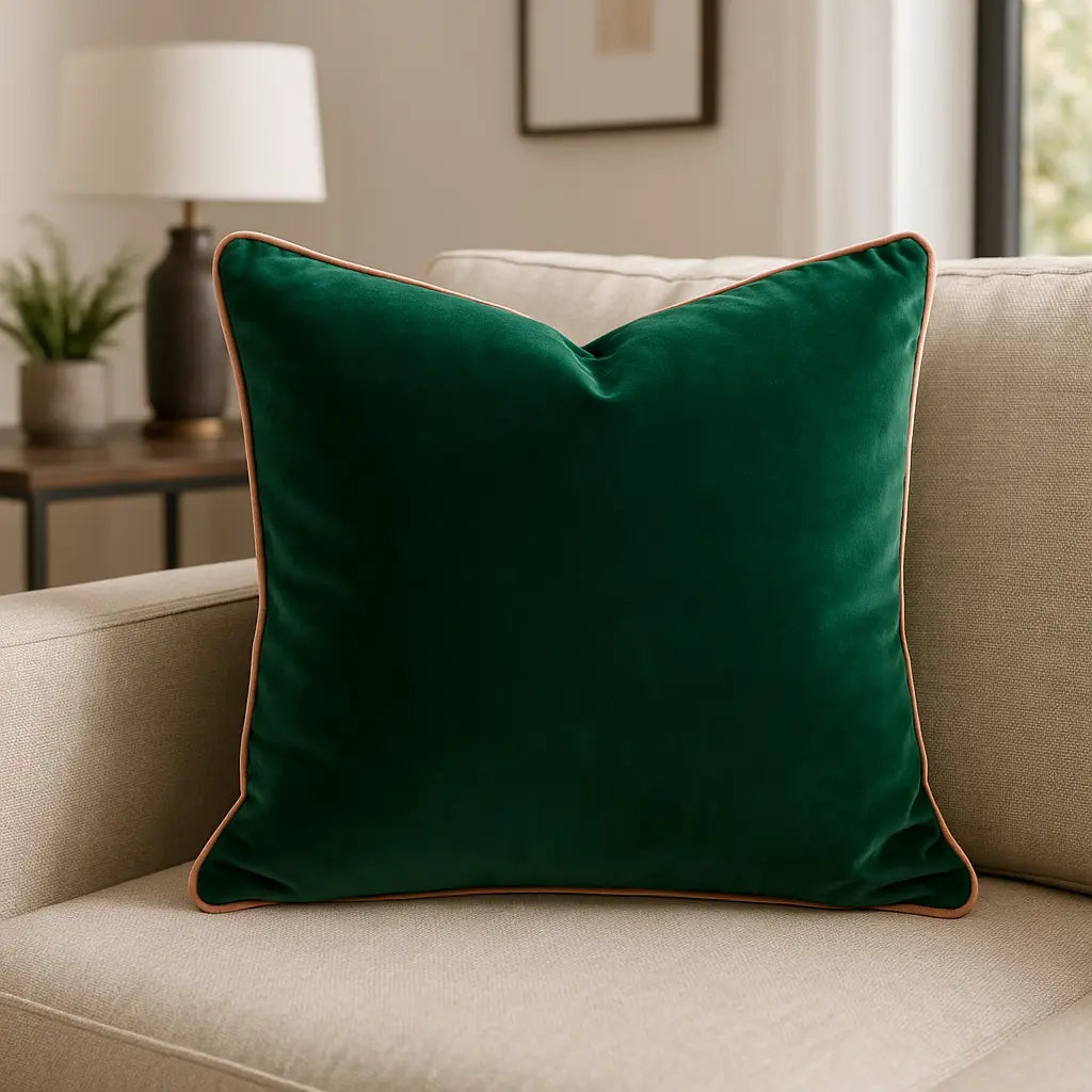 Meridian Velvet Piped Cushion Cover 22" x 22" (55cm x 55cm) by Paoletti