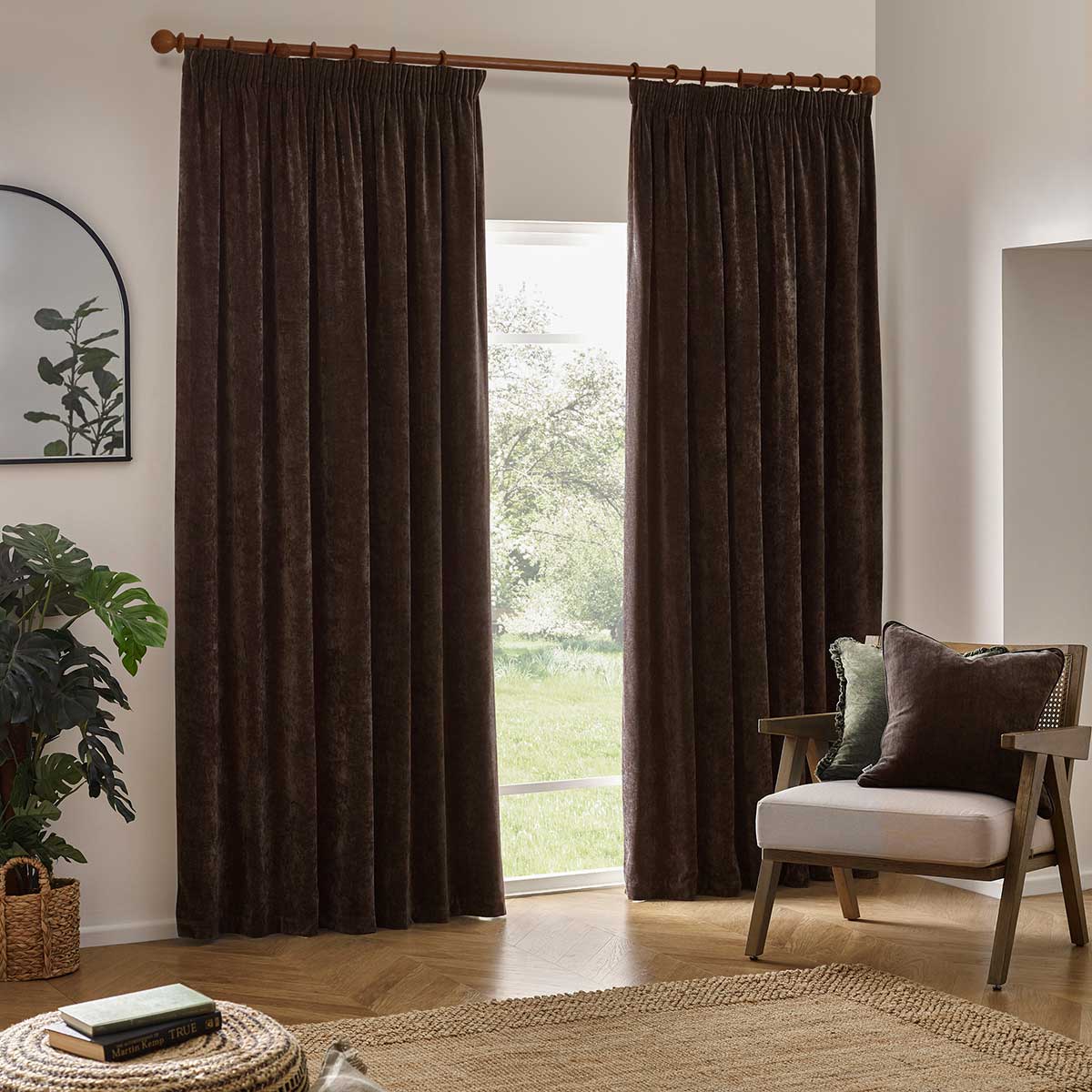 Heavy Chenille Lined Tape Top Pencil Pleat Curtains by Yard